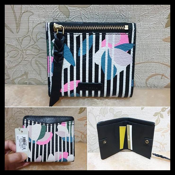 Dompet Wanita Fossil Rfid Caroline Mini Dark Floral Black Multi Ori
