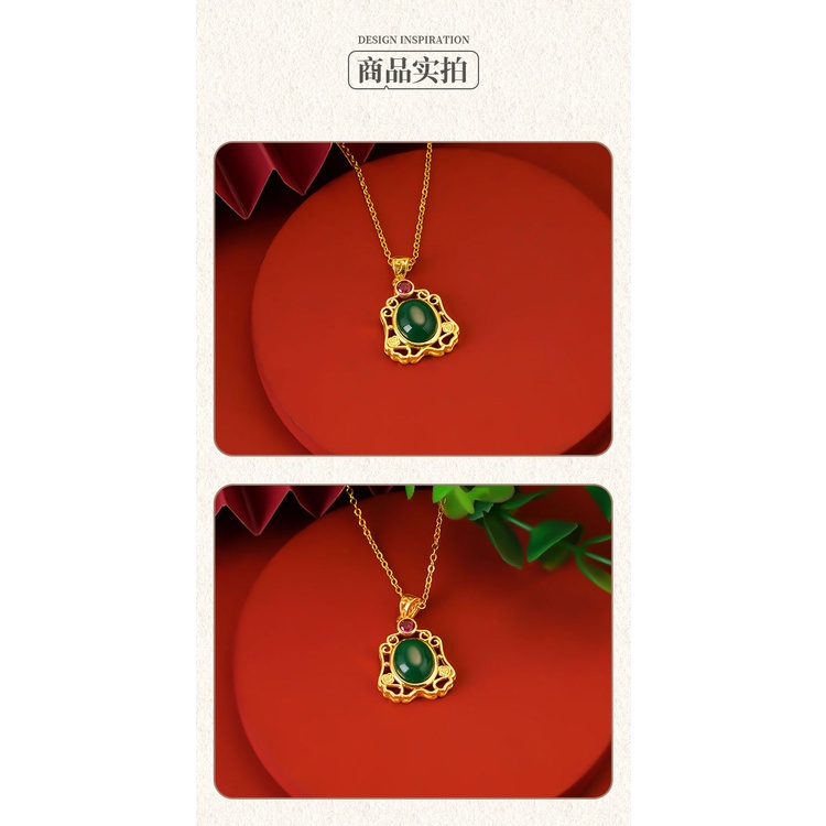 Goldkingdom Fashion Jewelry Emas Asli Kadar 375 Bangkok Accessories Ready Stock Gold-plated Hollow Flower-shaped Pendant Women's Exquisite Flower-shaped Collarbone Necklace for Girlfriend