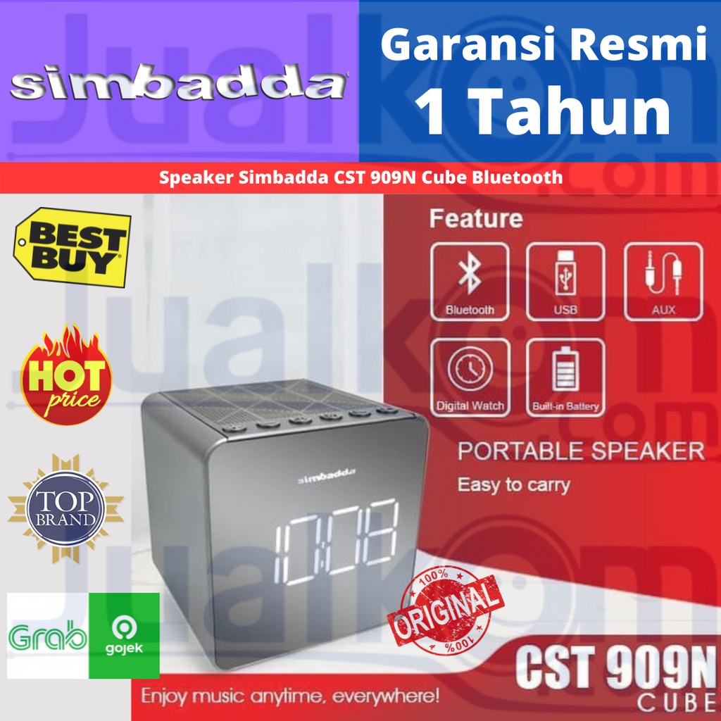 Speaker Bluetooth Simbadda CST 909N Cube Bass Mini Stereo LED Display Alarm CST 909 N