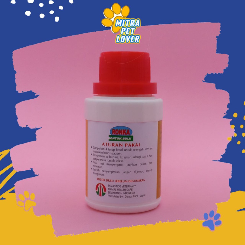 PERONTOK BULU BURUNG - RONKA 100 ML - PACU TUMBUH BULU BARU - MEMPERBESAR PORI &amp; MEMUDAHKAN UNTUK MELEPASKAN BULUH UNGGAS - MURAH GARANSI - ASLI ORIGINAL - PET HEALTHCARE TAMASINDO OBAT KESEHATAN &amp; VITAMIN TERNAK HEWAN BINATANG PELIHARAAN MITRAPETLOVER