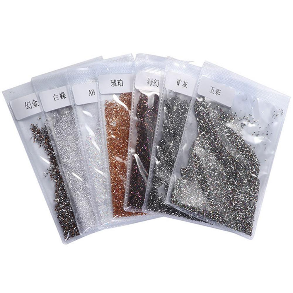 Rebuy Nail Rhinestones Bersinar Non HotFix Manik-Manik Mini Kaca Berlian Kuku Glitter DIY Nail Art