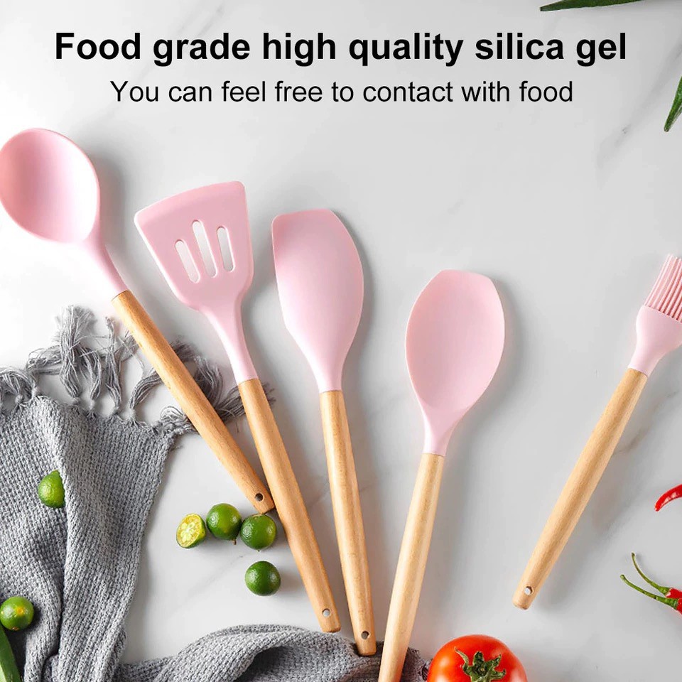 Silicone Utensil Set 11 Pcs Peralatan Dapur Alat Masak Silikon Baking Sutil Spatula Set Silikon-4