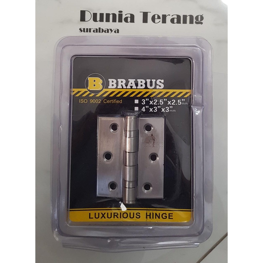 Engsel Stainless BRABUS 3in Bearing / 3&quot;x2,5&quot;x2,5mm SS Luxorius Hinge / Engsel Jendela 3 in Tebal