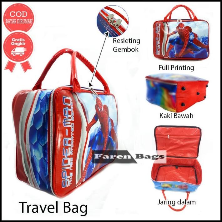 Travelbag Karakter Spiderman Anti Air Tas Koper Anak Tas Pakaian Anak