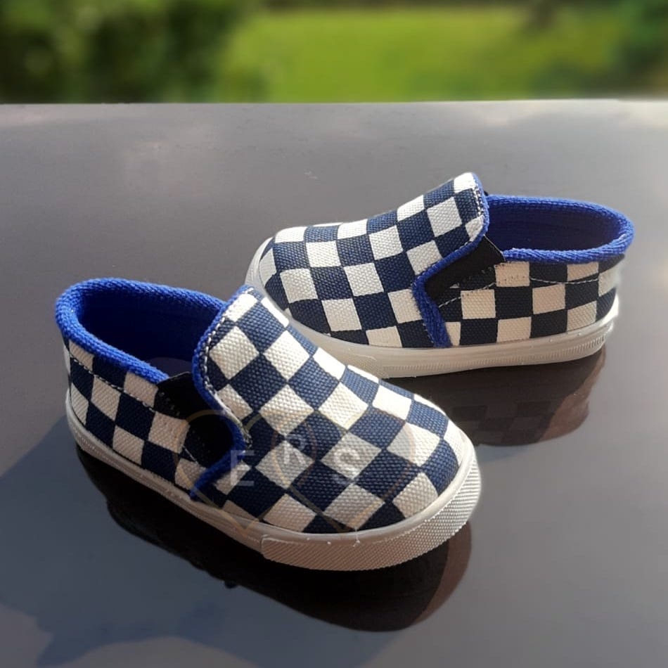 TOKO ERS SOL05 Sepatu Slip On Anak Motif Catur Umur 1 2 3 thn - Kanvas