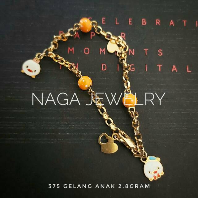 Gelang tangan ANAK variasi emas kadar 375