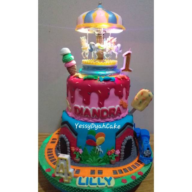 

Cake Fondant Icing tema Komedy Putar dan Thomas