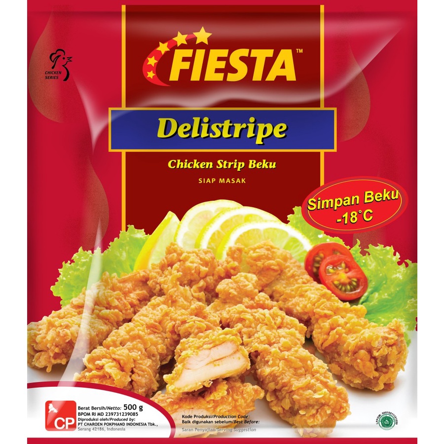 

CHICKEN STRIP FIESTA DELISTRIPE 500GR AYAM BEKU SIAP MASAK HALAL