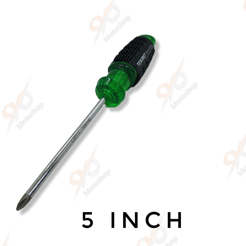 Tekiro Obeng Gagang Karet (+) 5inch 6inch PH2 Cushion Grip Screwdriver Ujung Magnet Obeng Plus Kembang Hijau