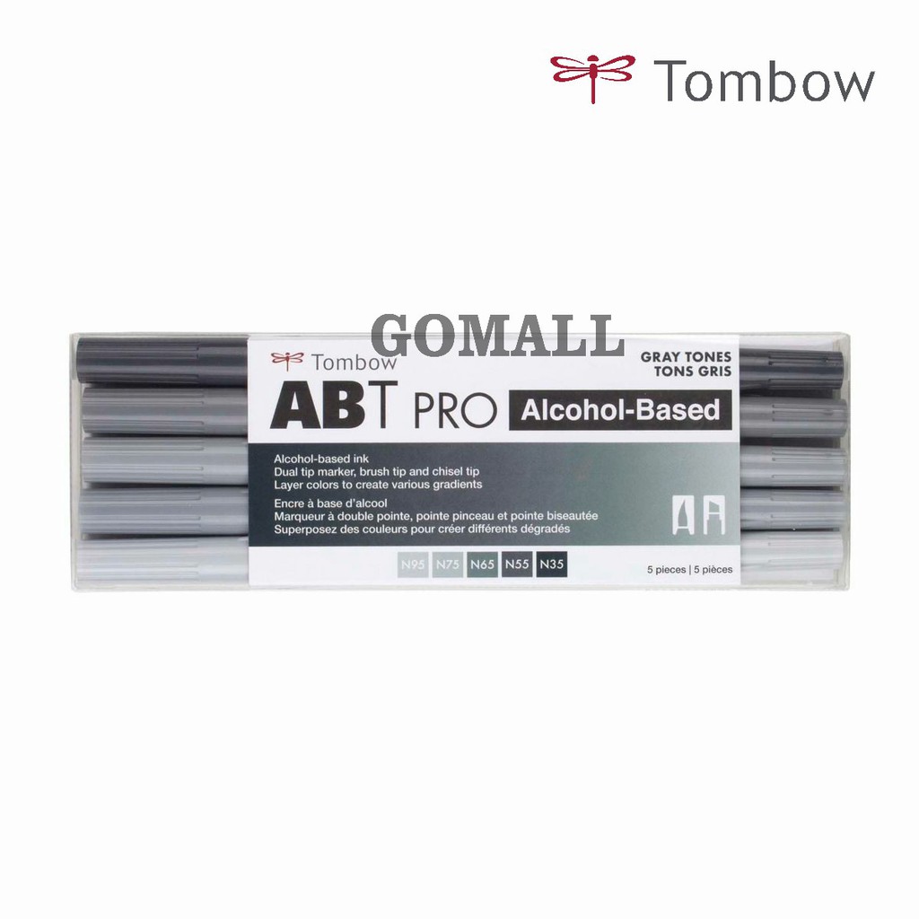 

Tombow ABT PRO Dual Brush Pen Set 5 Colors Alcohol Based - Gray Tones