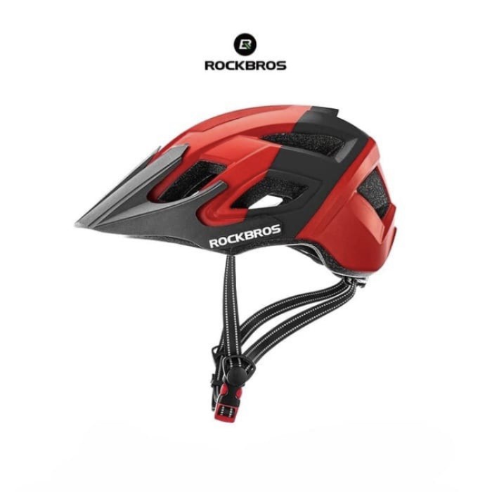 Helm sepeda Rockbros TS39 bicycle helmet merah hitam berkwalitas