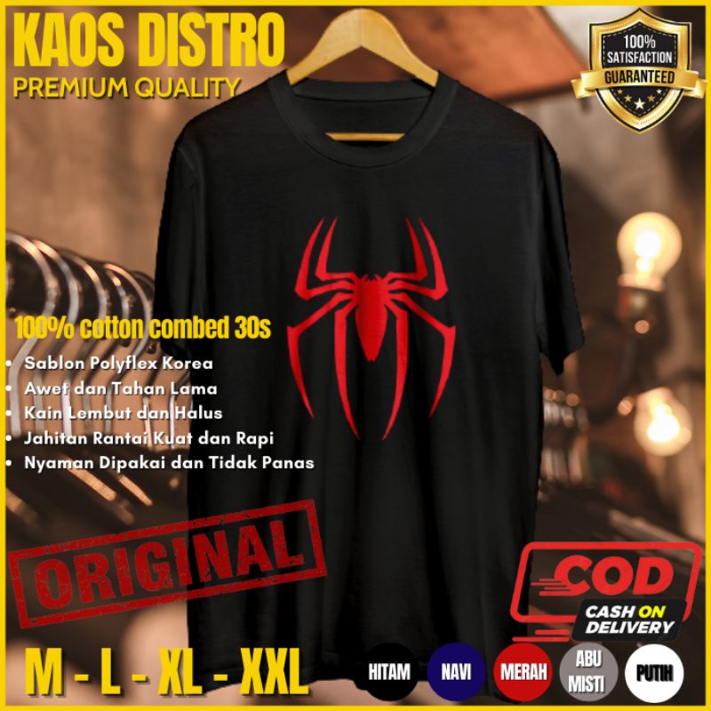 Kaos Superhero Spiderman Baju Distro Pria Branded Original Cowok Cewek Keren Kekinian Spider Tarantu