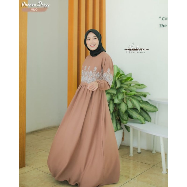 Khanza Dress/Khanza Dress by Alfaro/Gamis Alfaro/Gamis Bordir/Gamis Ity Crepe