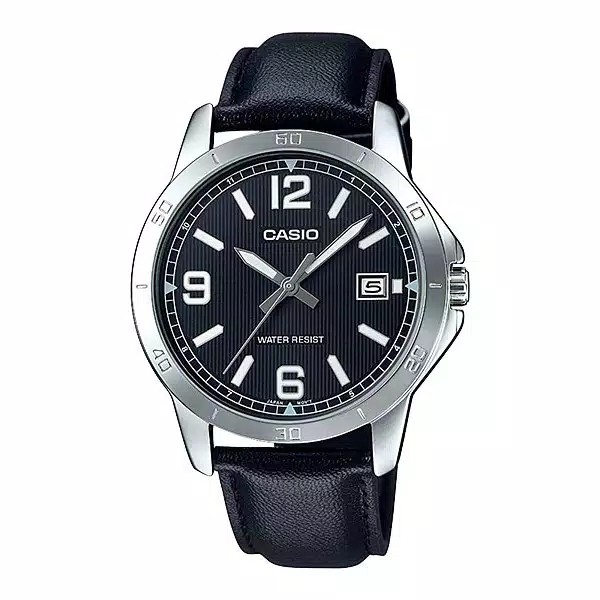 Casio Original MTP-V004L-1BUDF Black leather strap WR 30 M