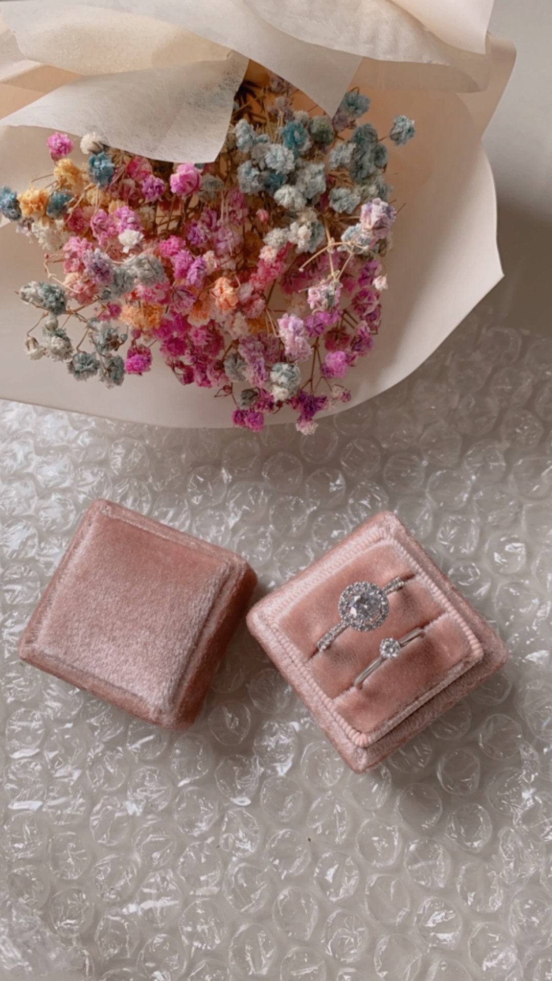 Velvet Ring Box Kotak Tempat Cincin Bludru Double Slot