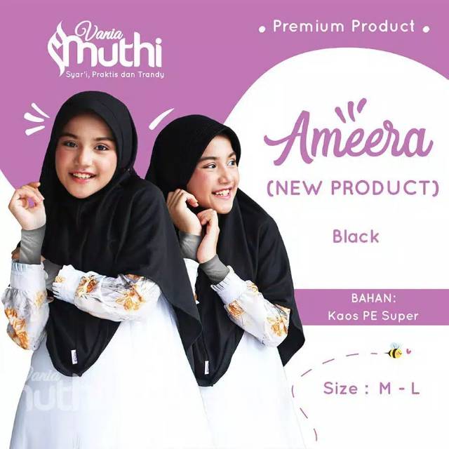 Jilbab Vania Muthi AMEERA size M dan L - Jilbab Sekolah - Jilbab Kaos - Jilbab Murah