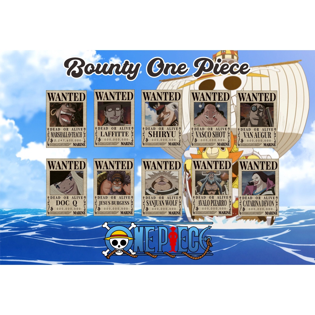 Poster Anime One Piece Bounty Karakter Buronan Wanted