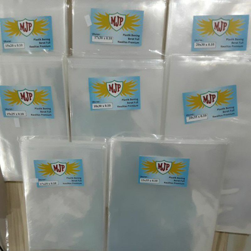 Plastik PP Bening MJP Tebal 0.10 Uk. 15x20 15x25 15x27 17x25 17x30 18x30 20x30 20x35 20x40 23x35 23x40 25x40