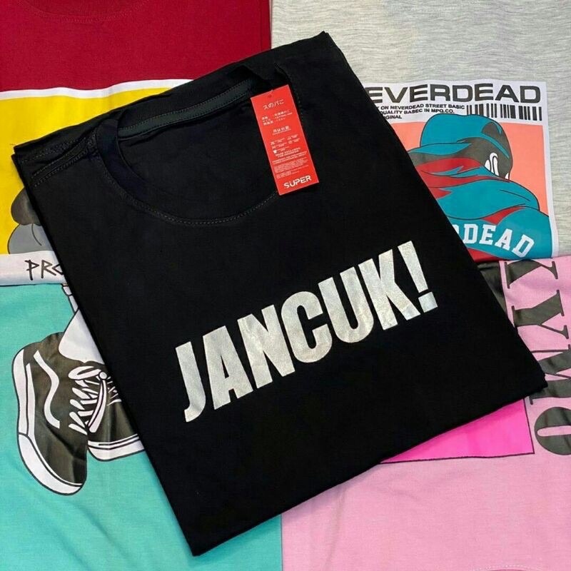 BAJU KAOS T SHIRT ATASAN DISTRO PRIA WANITA TULISAN KATA KATA BAHASA JAWA KASAR JANCUK JANCOK SIMPLE