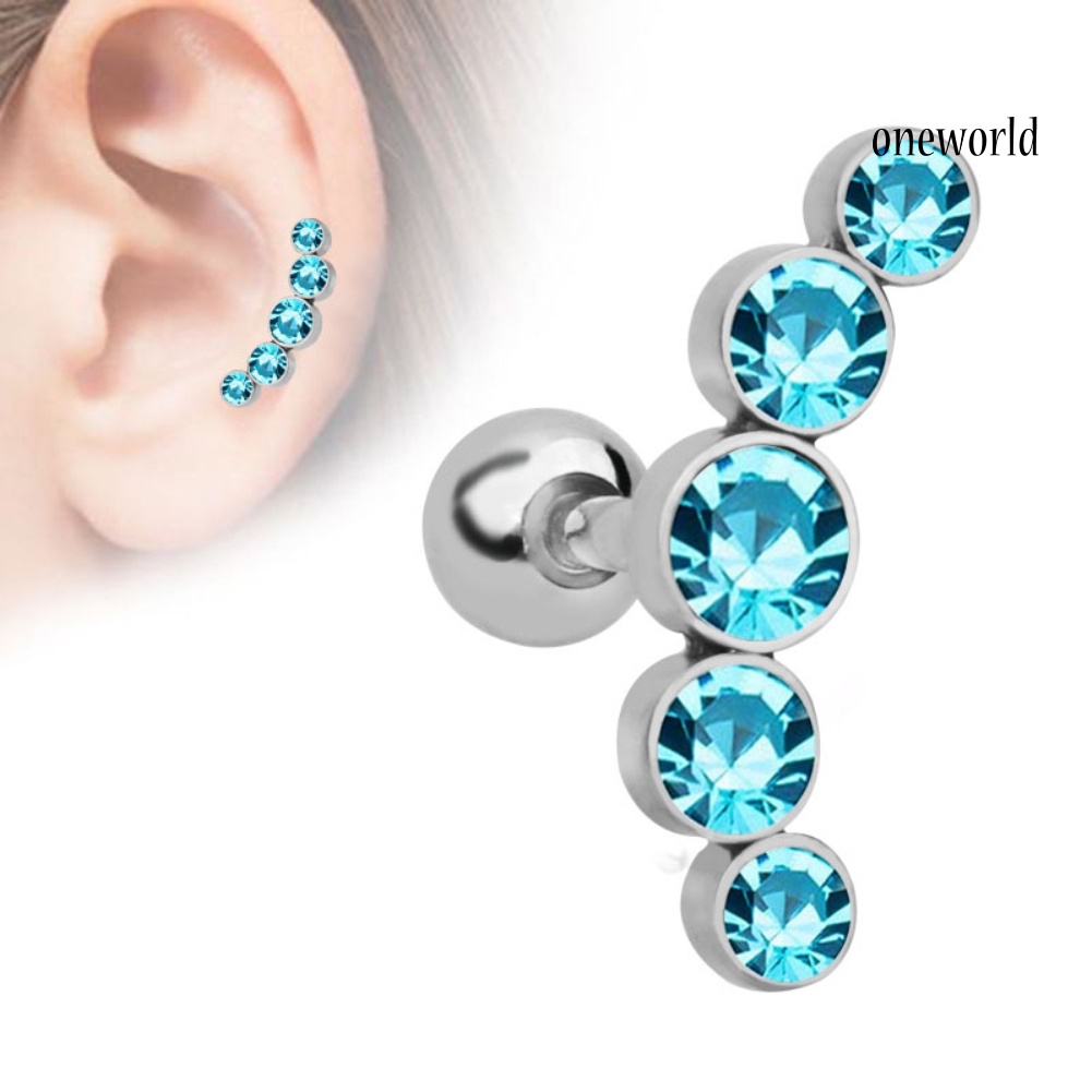 OW@ 1Pc Women Rhinestone Cartilage Helix Tragus Ear Stud Earring Piercing Jewelry