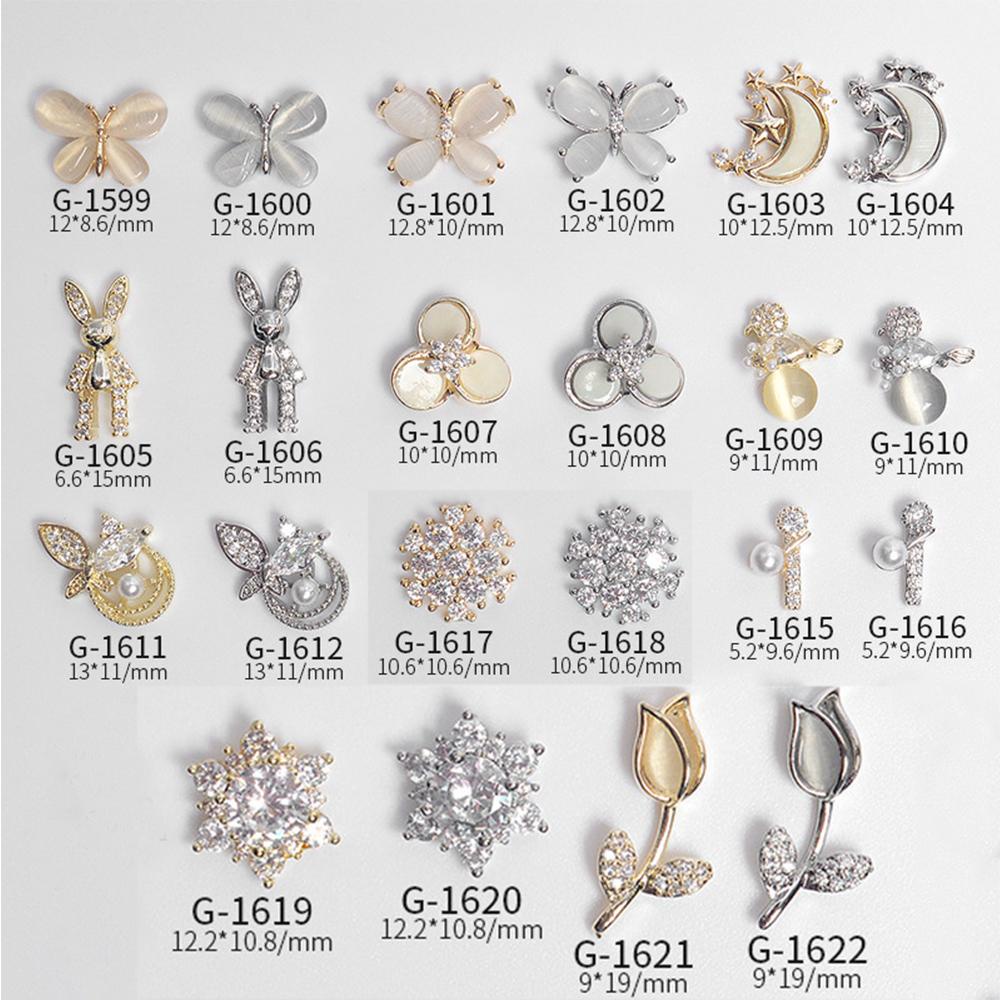 AUGUSTINA Agustin 3D Kuku Zirkon DIY Shiny Flower Butterfly Moon Manicure Nail Jewelry