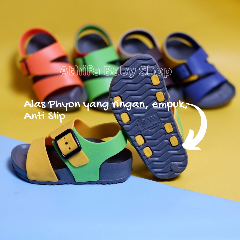 Sepatu Sandal Anak Laki Usia 6 7 8 9 10 11 Bulan 1 2 3 Tahun Size 18 19 20 21 22 23 24 24 - 29 Sendal Gunung Karet Balita Bayi Lelaki Cowok Spatu Sandal Baby Prewalker Karet Phylon Ringan Cowok Karet -Yumieda 21091-