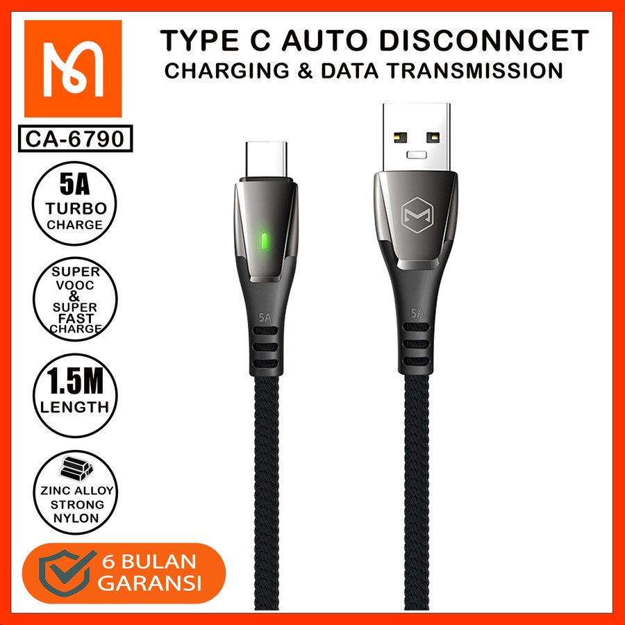 MCDODO CA-6790 Kabel Charger USB Type C Super Fast Charger 1.5M 5A 65W Auto Disconect Power OFF