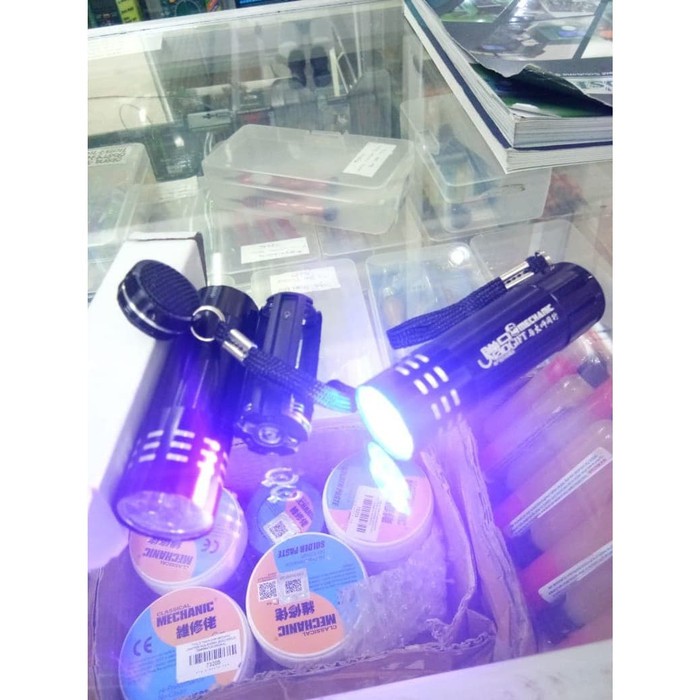 Original Mechanic Senter lampu UV 9 LED Model Baterai