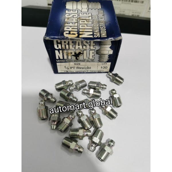 Grease nipple nepel gemuk 10mm lurus 1/8 strike asli sk Japan