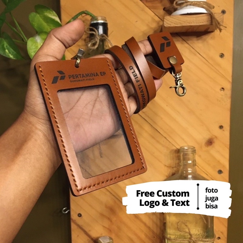 

ID Card Holder Kulit 2 Sisi - Kalung ID Card Dua Sisi - Nametag Holder Kulit Dua Sisi - Custom logo