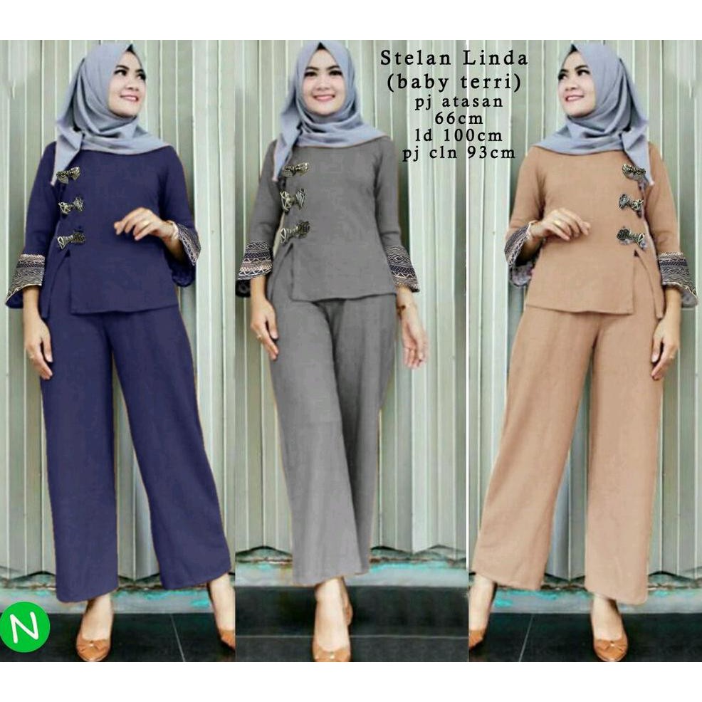 C2 CN 8904 STELAN CLARISA SETELAN ATASAN BAWAHAN CELANA PANJANG KULOT SONGKET ETNIK BATIK WANITA