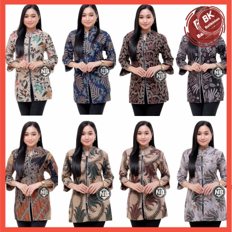 M-l-xl-xxl Batik Wanita Asj Sa Hrb026 Kenongo Kemeja Tosca Pendek