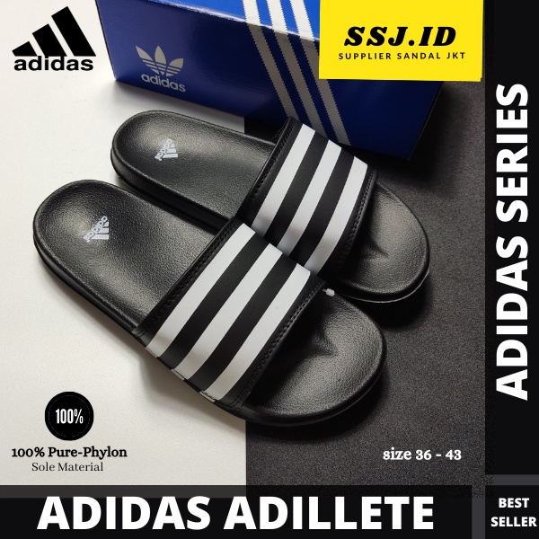 Sendal Slip On Adidas Adillete Slide Sport Putih Hitam Sandal Slop Pria Wanita Import Premium Flip F