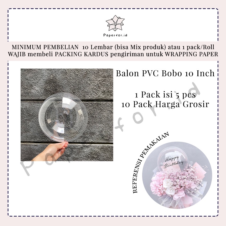 Buket Bunga Balon Pvc Transparan Bobo 10 Inch