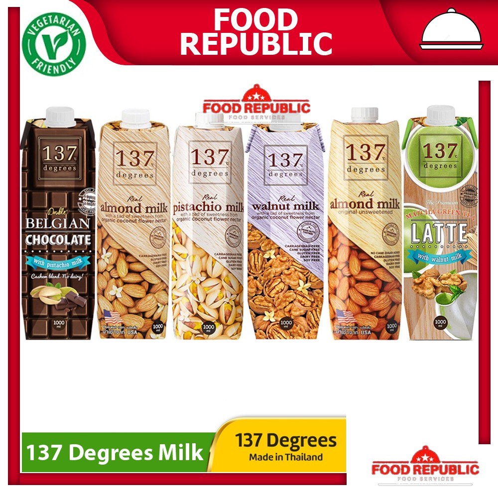 137 DEGREES ALMOND MILK 1 LTR WALNUT PISTACHIO SUSU ORIGINAL UNSWEETENED MATCHA TEA LATTE BELGIAN CH