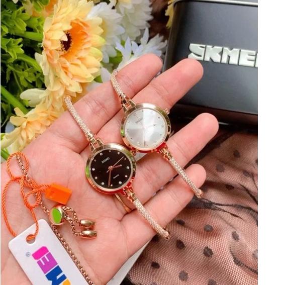 Diskonϟflash JAM TANGAN WANITA SKMEI Original Gelang Serut Free Batrai Cadangan 5.5 FLASH SALE/5.5 B
