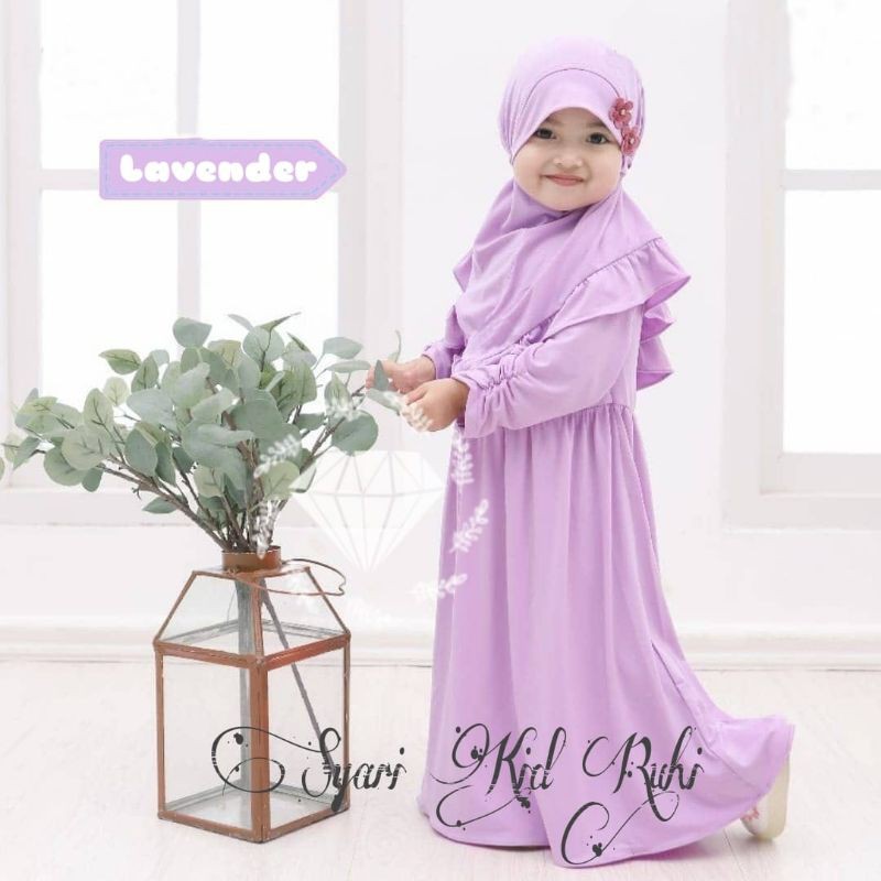 SYARI RUHI KID ANAK, MOSCREPE, GAMIS HIJAB MUSLIM, DRESS MAXY