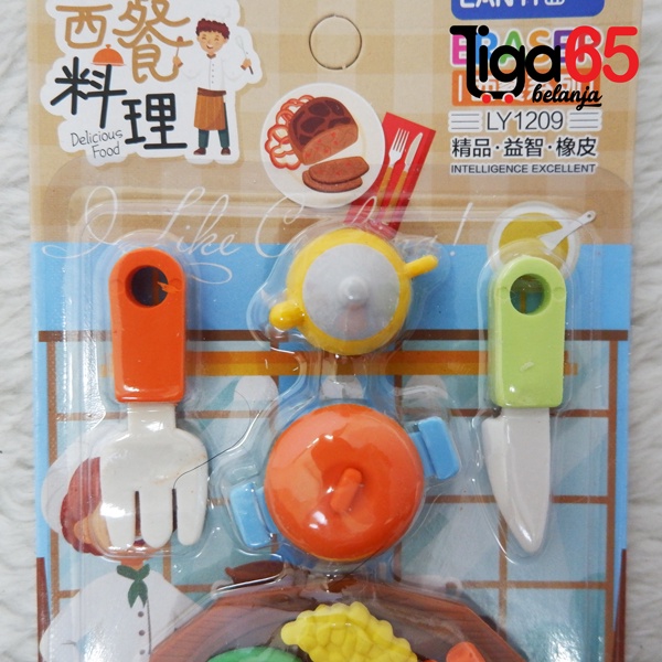 365 Cartoon Eraser #40892 Penghapus Set Cook Shape Penghapus Kartun Isi 5 pcs