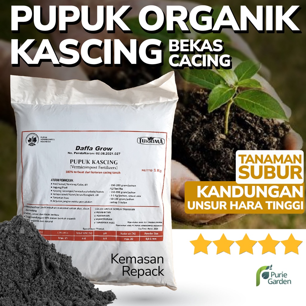 Pupuk Organik Kascing Vermicompost Kompos Bekas Cacing 1 Kg