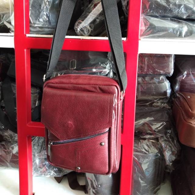 Tas slempang kulit maroon NEW