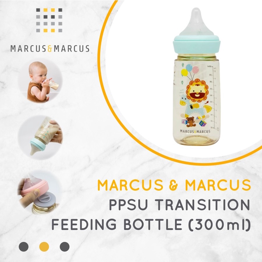 Marcus &amp; Marcus - PPSU Transition Feeding Bottle (300ml) - Lion Blue