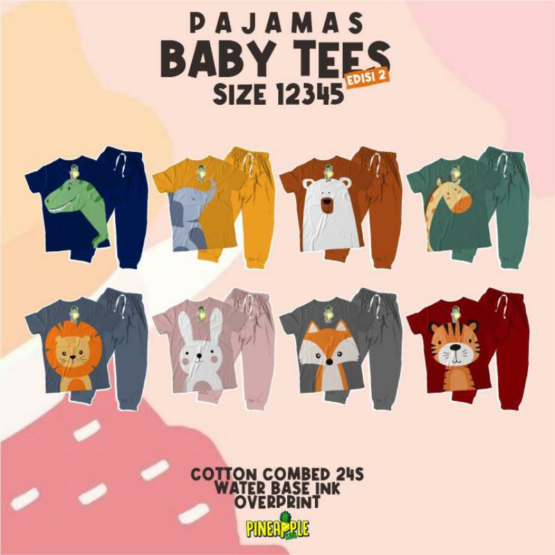 Pajamas Baby Tees Pineapple Kaos Setelan Bayi