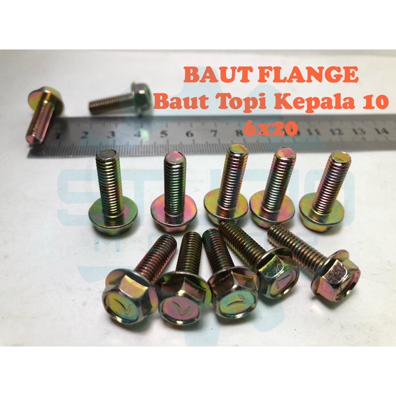 BAUT FLANGE / Baut Topi Kepala 10 6x20 kuning