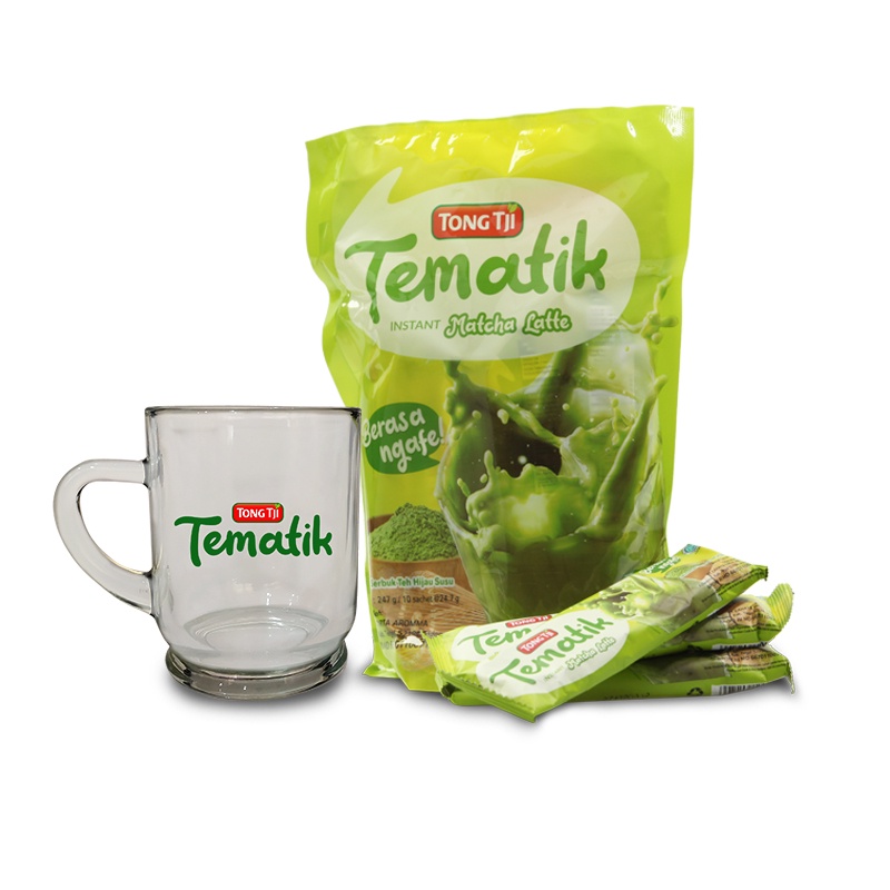 Tong Tji Bundling Tematik Matcha Latte Pouch 10s Gratis Gelas*