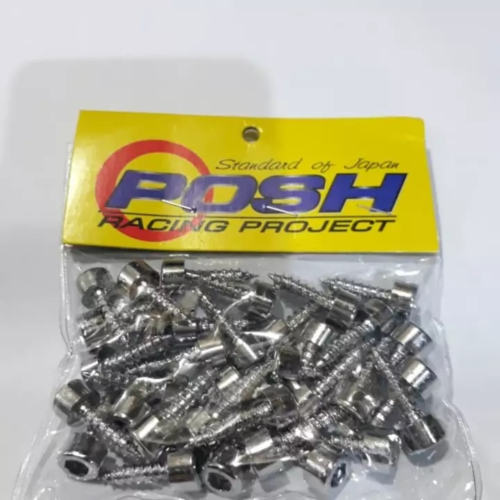 Set Baut Body Motor Yamaha Chrome Posh Bonus Kunci L isi 33 Pcs Skrup