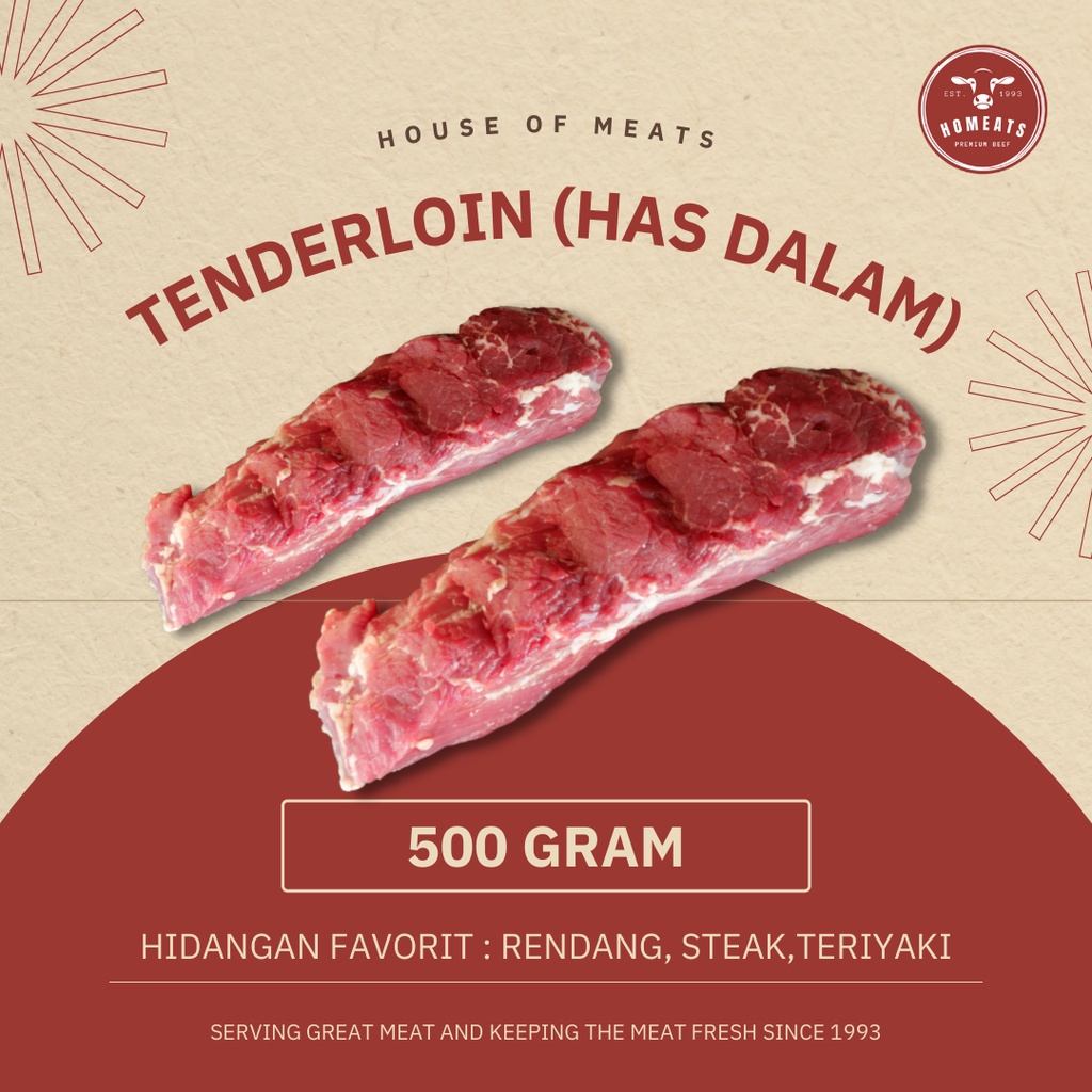 

Daging Sapi Lokal Segar Has Khas Lulur Dalam Beef Tenderloin Fresh 500 gram 1/2kg
