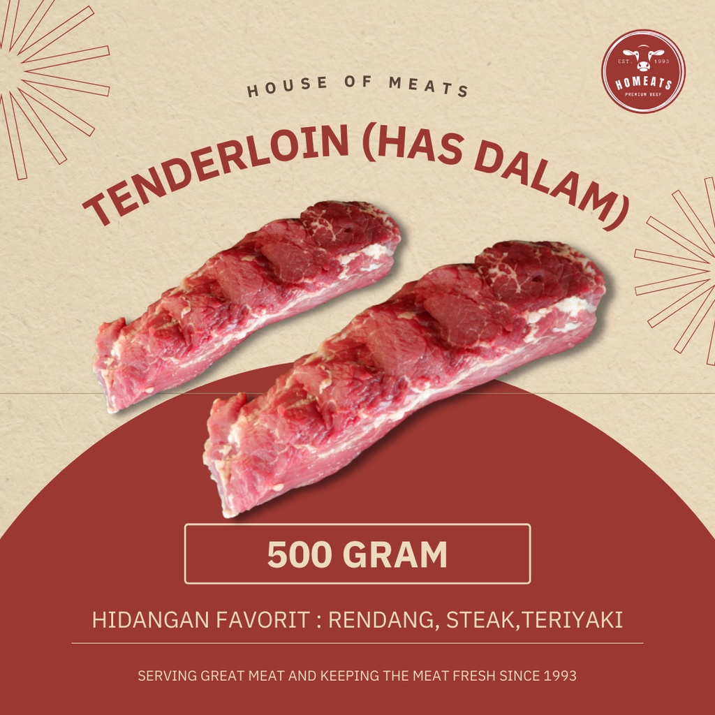 Daging Has Khas Lulur Dalam Sapi Segar Tenderloin Fresh