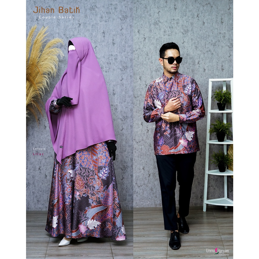 Jihan Batik Serimbit Warna Cantik | Lilac | Couple Gamis Set | Baju Batik Muslimah | Ummu Maryam Col
