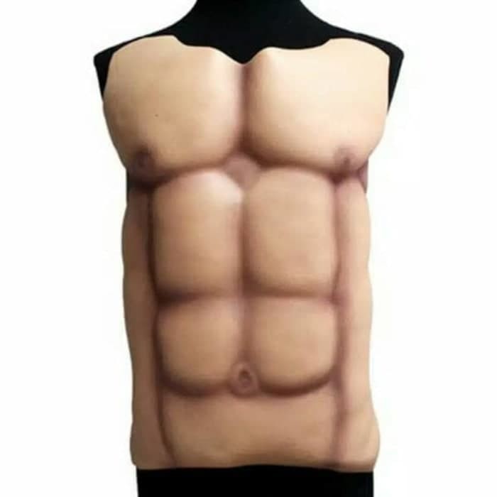 Unik Otot palsu dada perut bidang six pack Halloween cosplay topeng pesta Murah