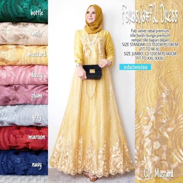 YWF ~ Gamis Wanita Full Brukat Modern Terbaru Termurah 2021 / Baju Muslim Wanita / Baju Brukat / Dre